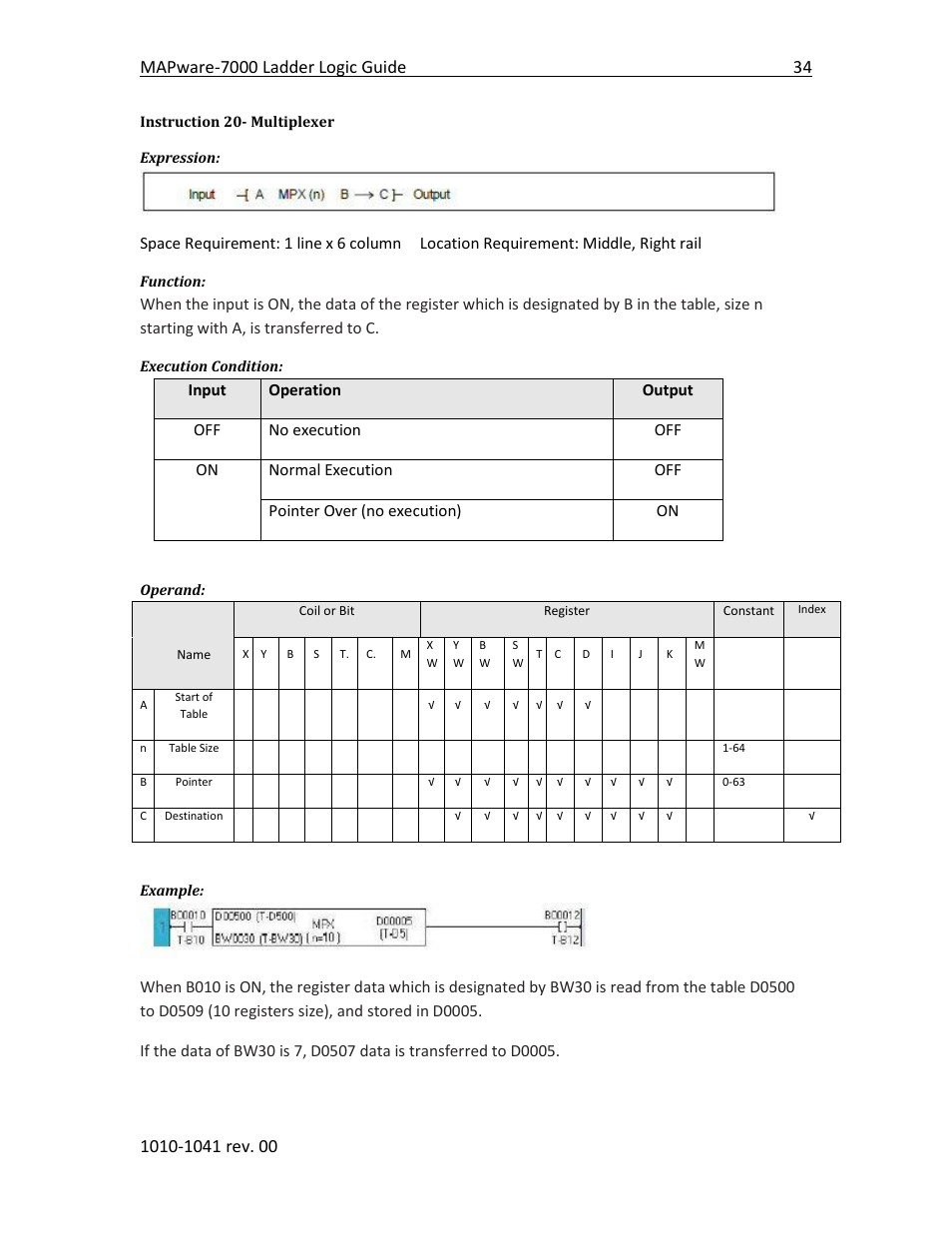 Instruction 20- multiplexer | Maple Systems MAPware-7000 User Manual | Page 42 / 190