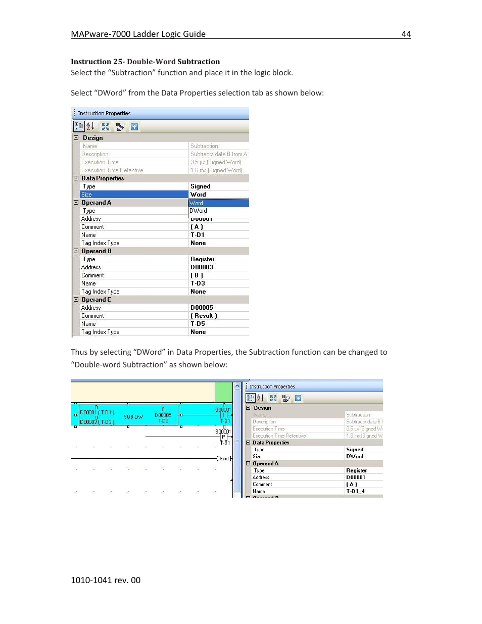 Instruction 25- double-word subtraction | Maple Systems MAPware-7000 User Manual | Page 52 / 190