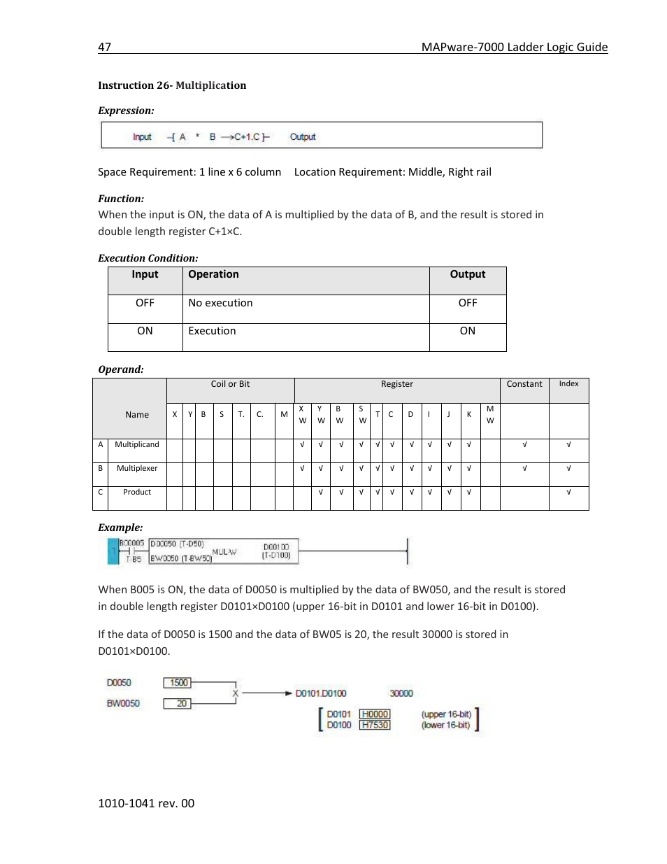 Instruction 26- multiplication | Maple Systems MAPware-7000 User Manual | Page 55 / 190