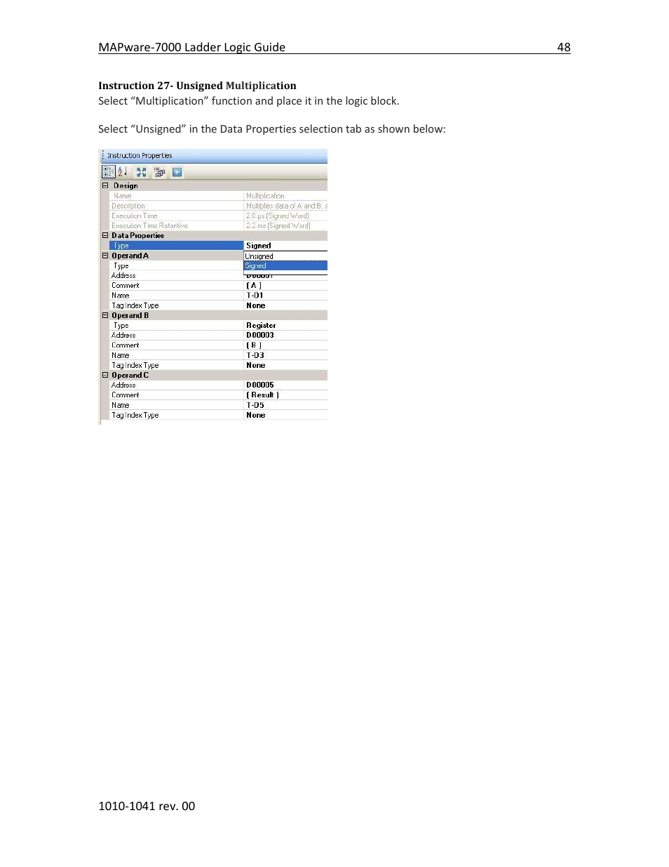 Instruction 27- unsigned multiplication | Maple Systems MAPware-7000 User Manual | Page 56 / 190