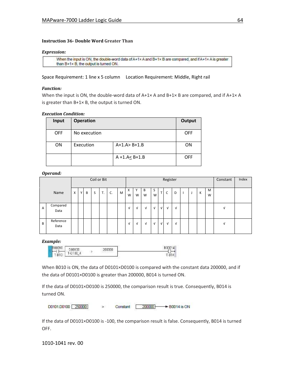 Instruction 36- double word greater than | Maple Systems MAPware-7000 User Manual | Page 72 / 190