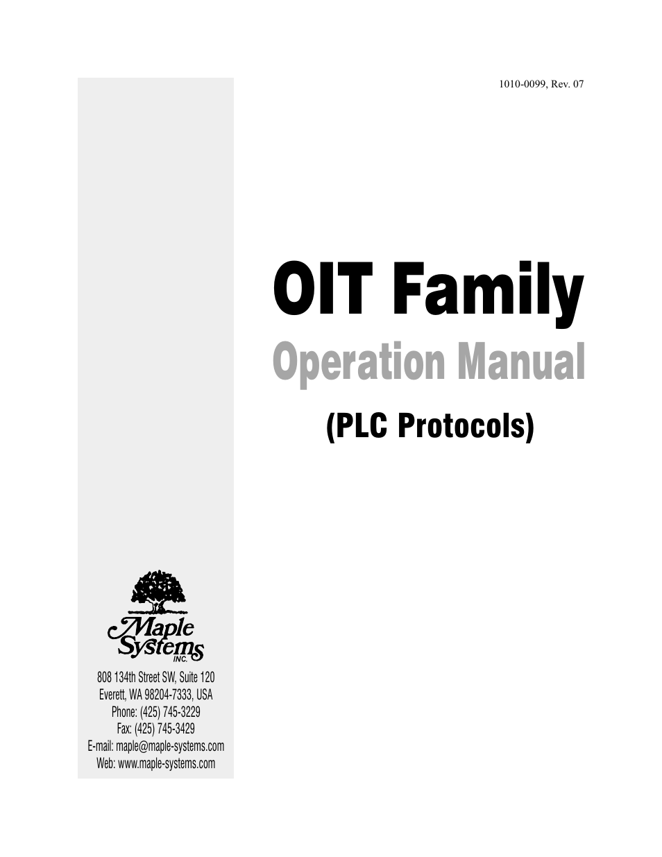 Maple Systems OIT Family User Manual | 127 pages