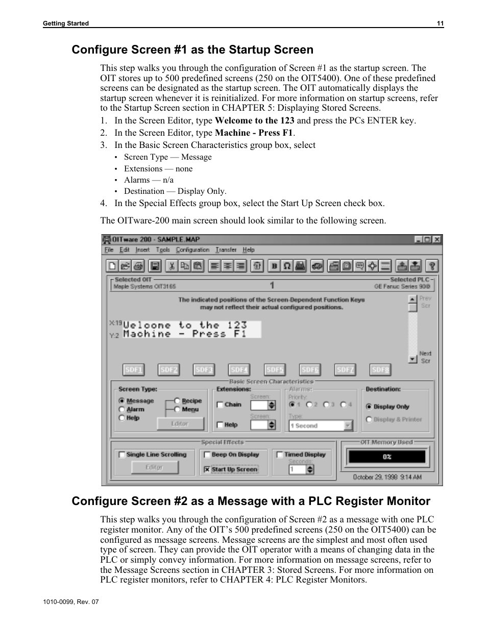 Configure screen #1 as the startup screen | Maple Systems OIT Family User Manual | Page 11 / 127