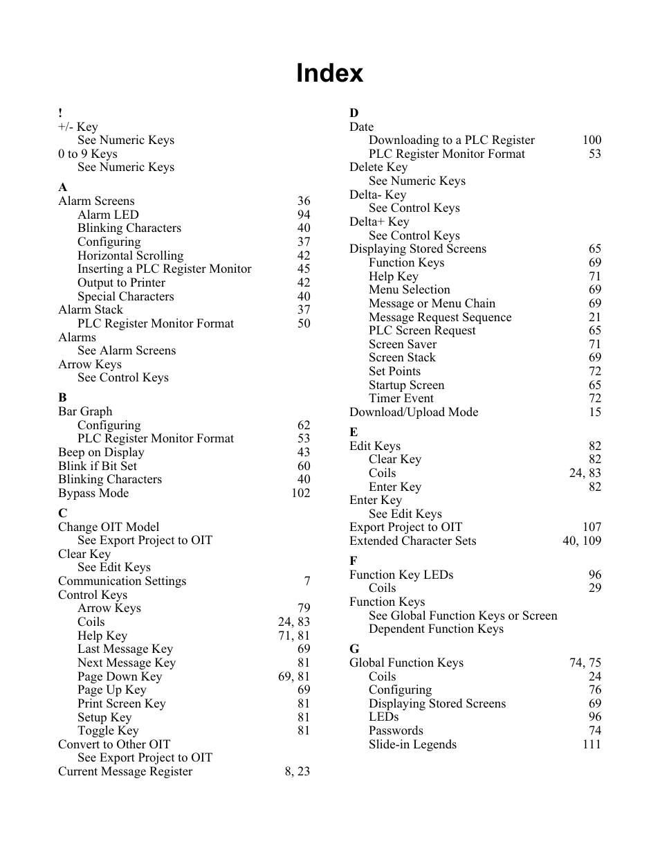 Index | Maple Systems OIT Family User Manual | Page 125 / 127