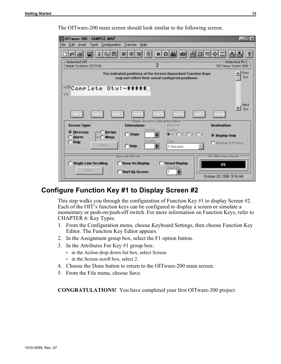 Configure function key #1 to display screen #2 | Maple Systems OIT Family User Manual | Page 13 / 127
