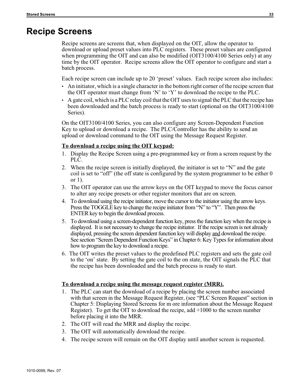 Rec ipe screens 33, Recipe screens 33, Recipe screens | Maple Systems OIT Family User Manual | Page 33 / 127
