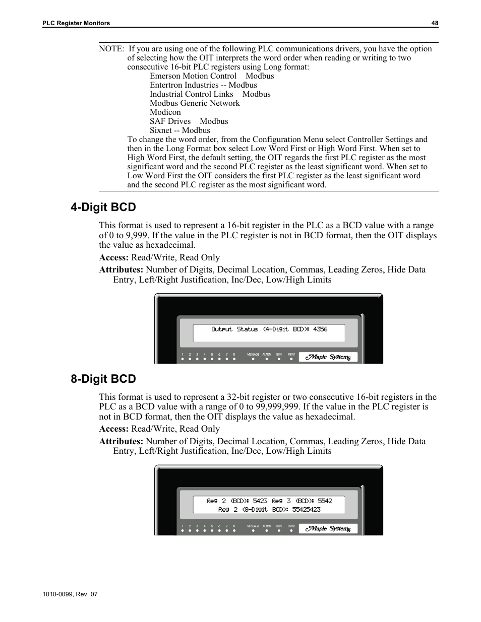 Digit bcd 48, Digit bcd | Maple Systems OIT Family User Manual | Page 48 / 127