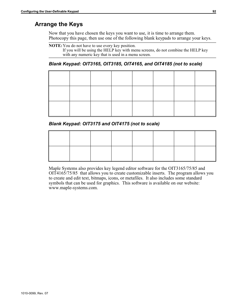Arrange the keys | Maple Systems OIT Family User Manual | Page 92 / 127