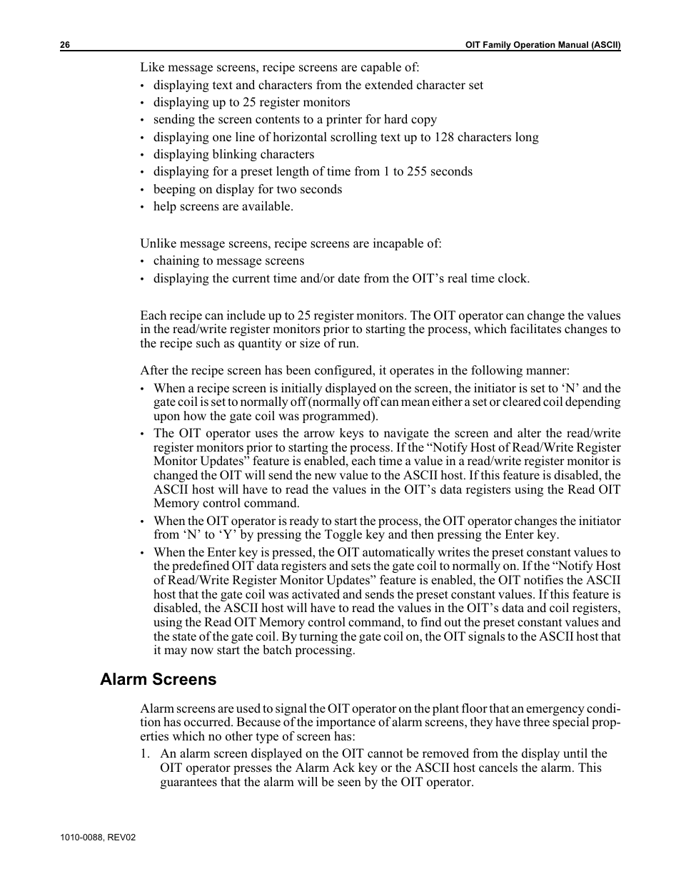 Alarm screens | Maple Systems OIT Family (ASCII) User Manual | Page 27 / 61