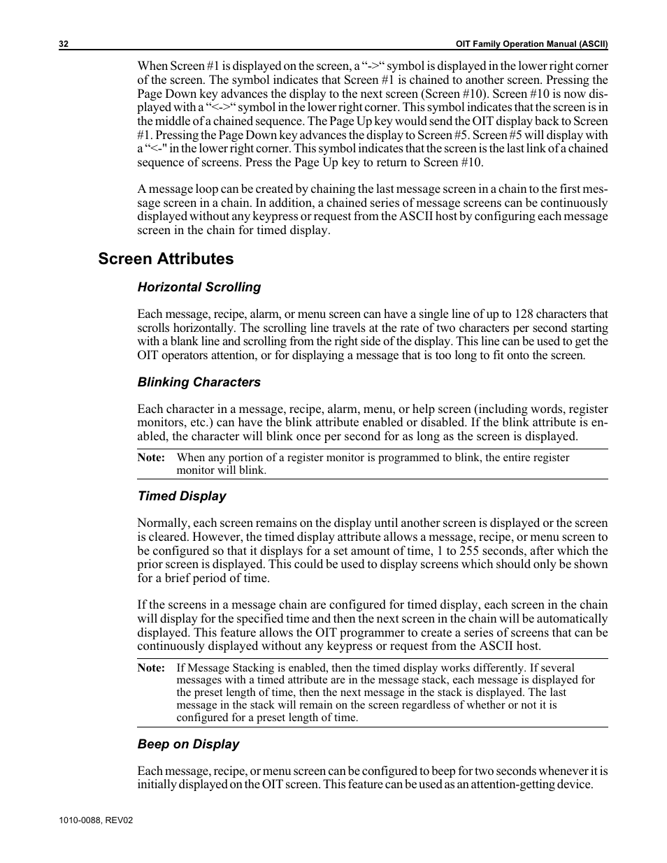 Screen attributes | Maple Systems OIT Family (ASCII) User Manual | Page 33 / 61