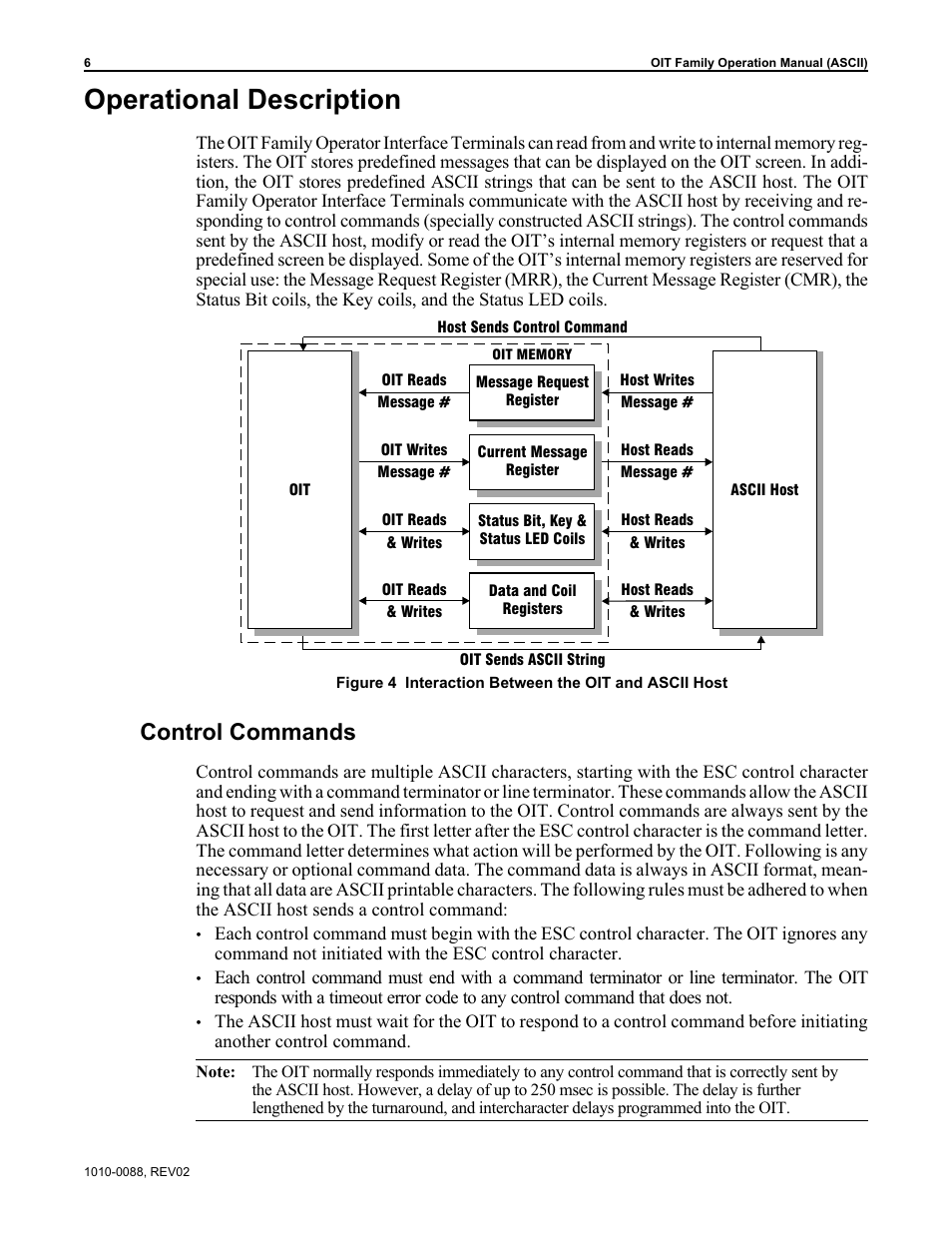 Operational description, Control commands | Maple Systems OIT Family (ASCII) User Manual | Page 7 / 61