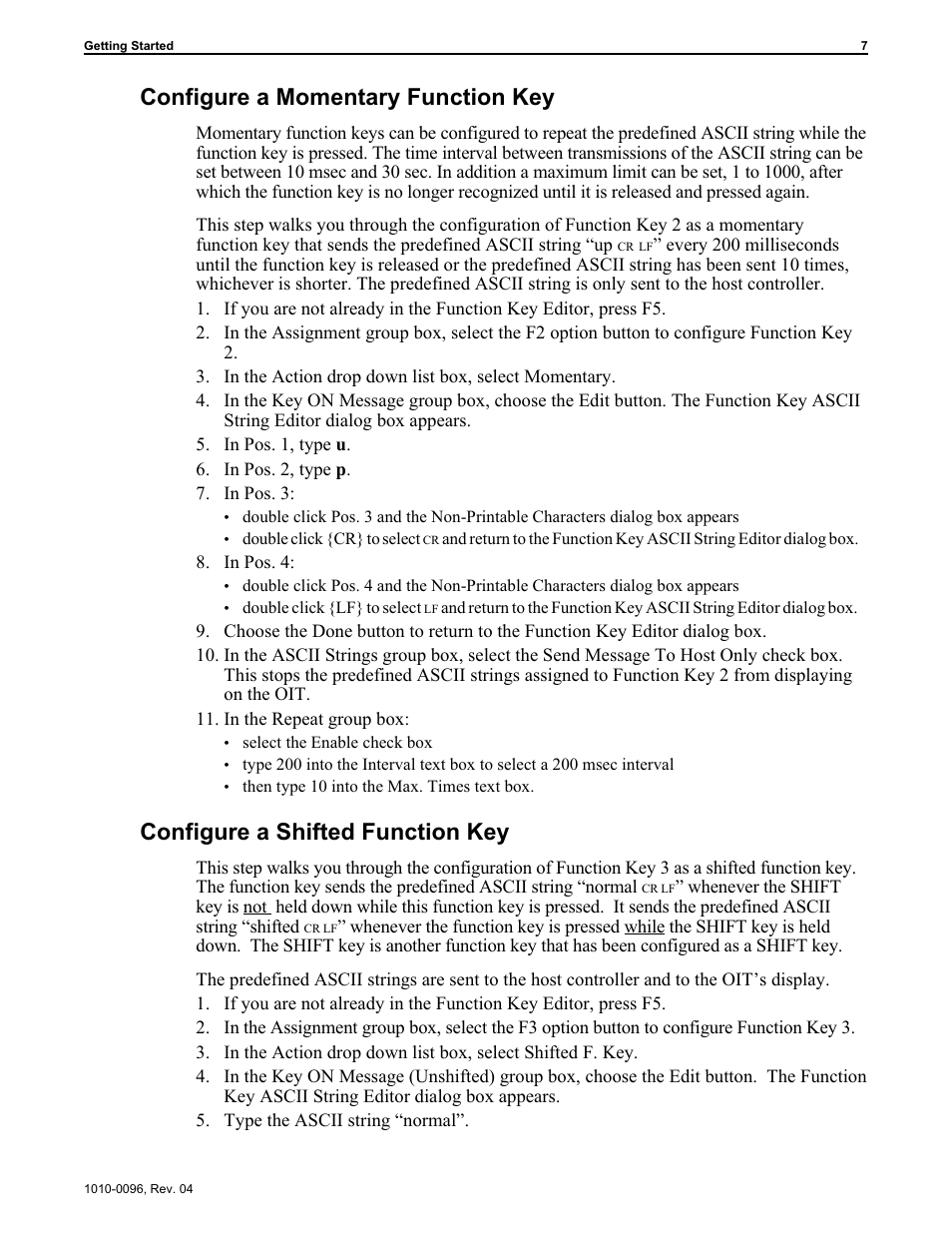 Configure a momentary function key, Configure a shifted function key | Maple Systems STEPware-100 User Manual | Page 10 / 93
