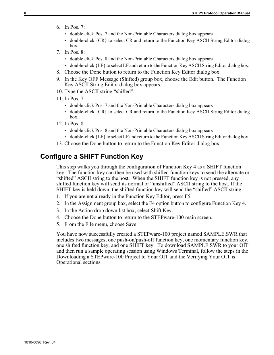 Configure a shift function key | Maple Systems STEPware-100 User Manual | Page 11 / 93