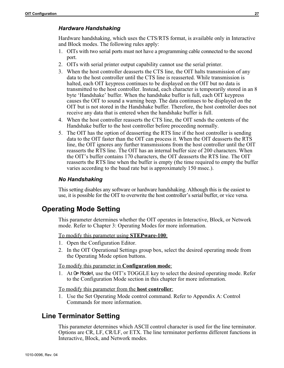 Operating mode setting, Line terminator setting | Maple Systems STEPware-100 User Manual | Page 30 / 93