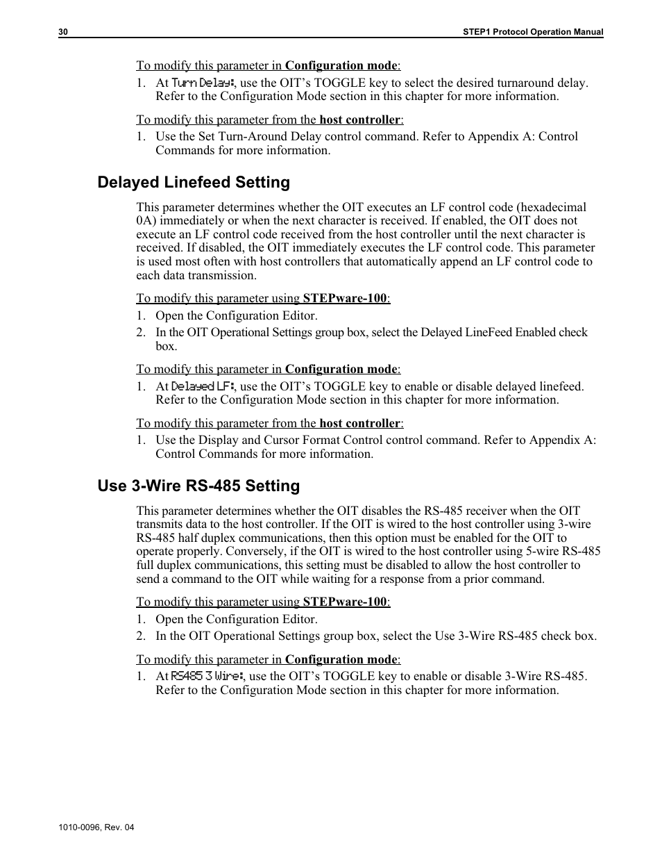 Delayed linefeed setting, Use 3-wire rs-485 setting | Maple Systems STEPware-100 User Manual | Page 33 / 93