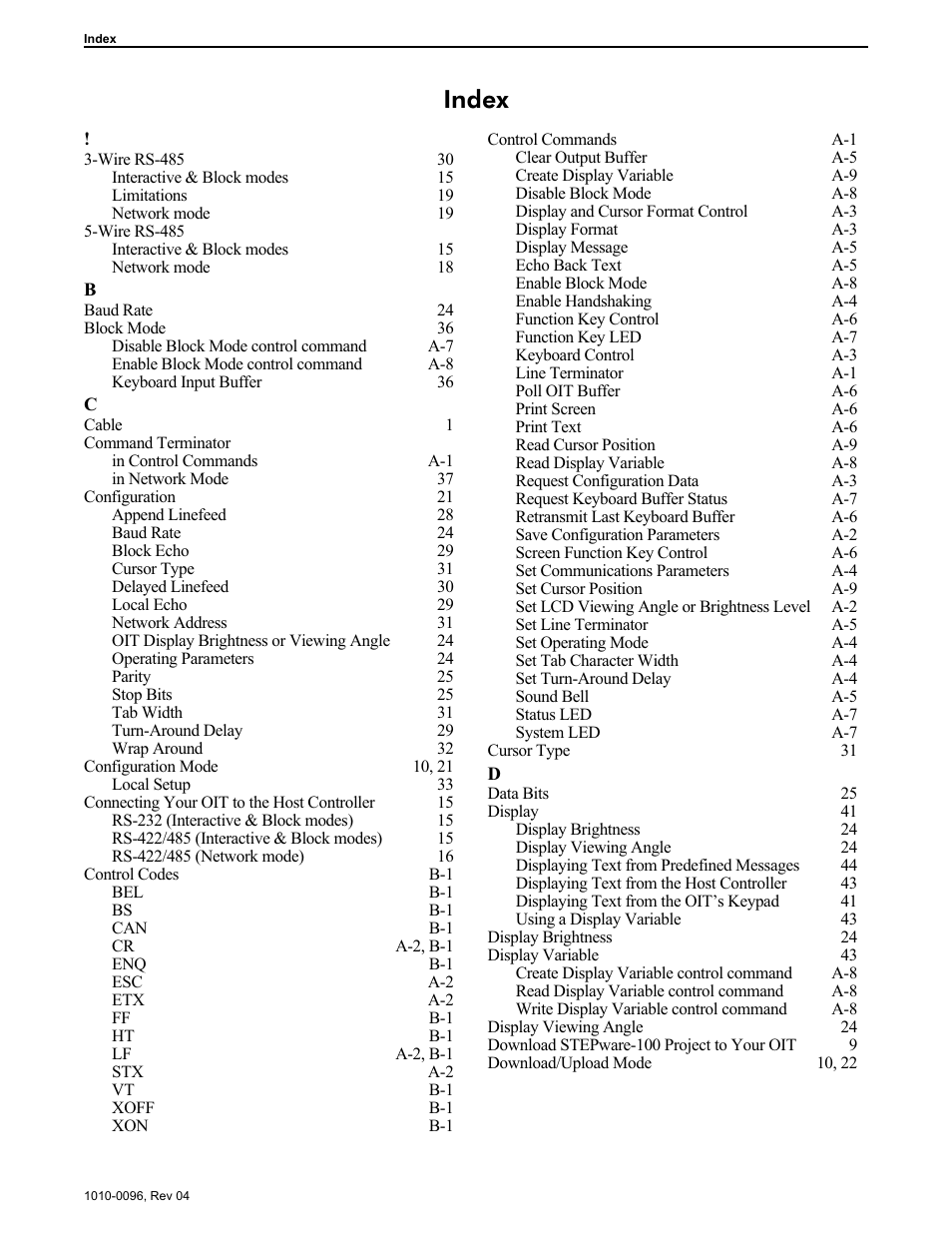 Index | Maple Systems STEPware-100 User Manual | Page 92 / 93