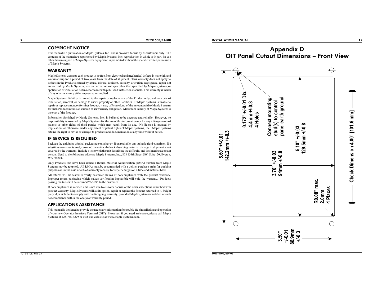 Maple Systems OIT4160B User Manual | Page 2 / 10