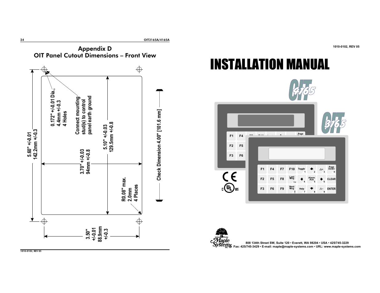 Maple Systems OIT4165A User Manual | 12 pages