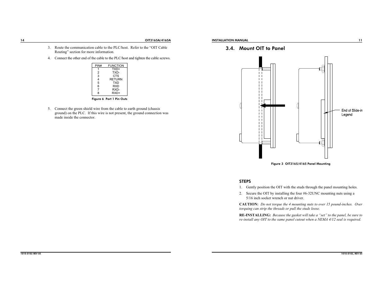 Mount oit to panel | Maple Systems OIT4165A User Manual | Page 11 / 12