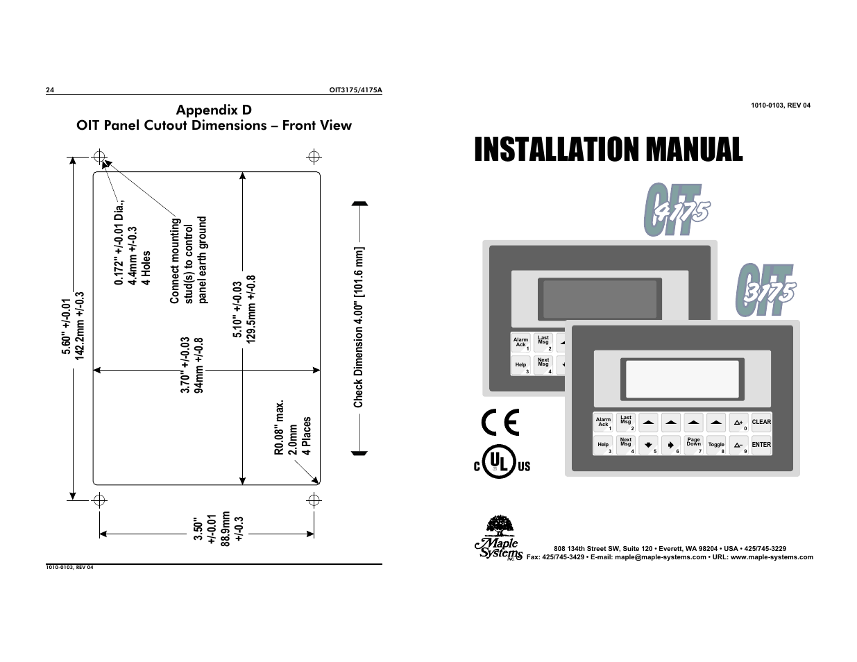 Maple Systems OIT4175A User Manual | 12 pages