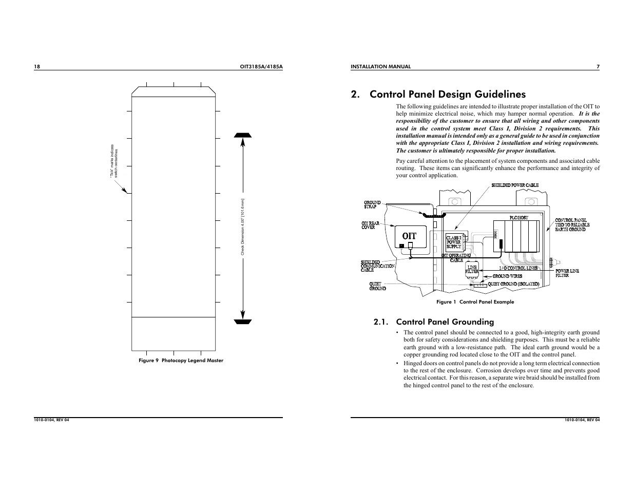 Control panel design guidelines, Control panel grounding | Maple Systems OIT4185A User Manual | Page 7 / 12