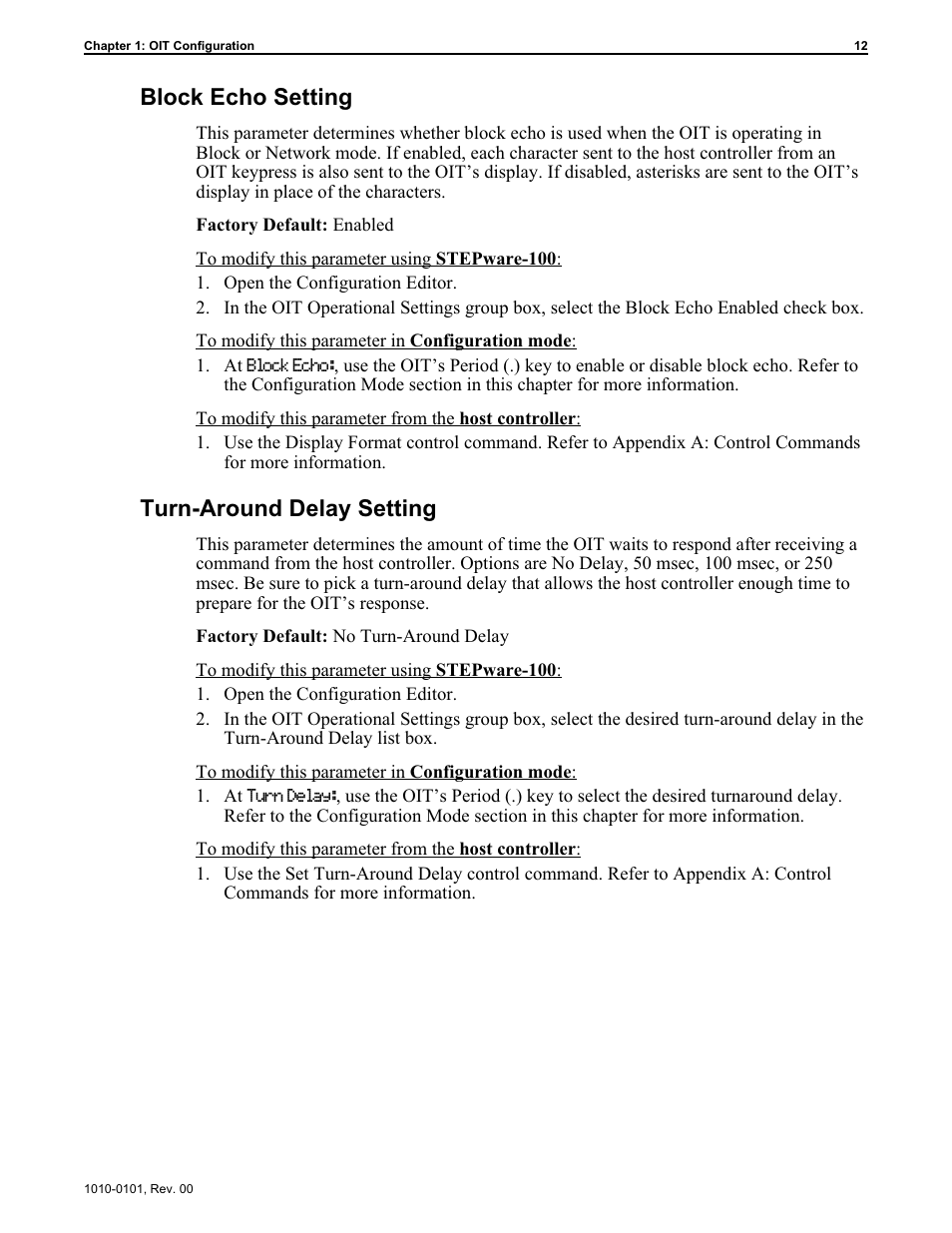 Block echo set ting 12, Turn-around de lay set ting 12, Block echo setting 12 | Turn-around delay setting 12, Block echo setting, Turn-around delay setting | Maple Systems MAP450D User Manual | Page 13 / 46