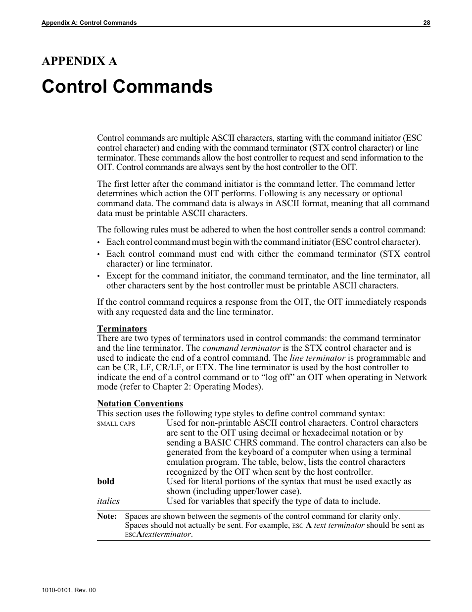 Ap pen dix a: con trol com mands 28, In control commands 28, Control commands 28 | Control commands, Appendix a | Maple Systems MAP450D User Manual | Page 29 / 46