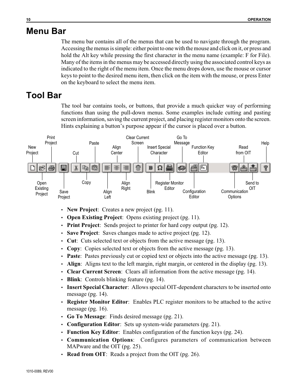 Menu bar, Tool bar | Maple Systems MAPware-100 User Manual | Page 11 / 34