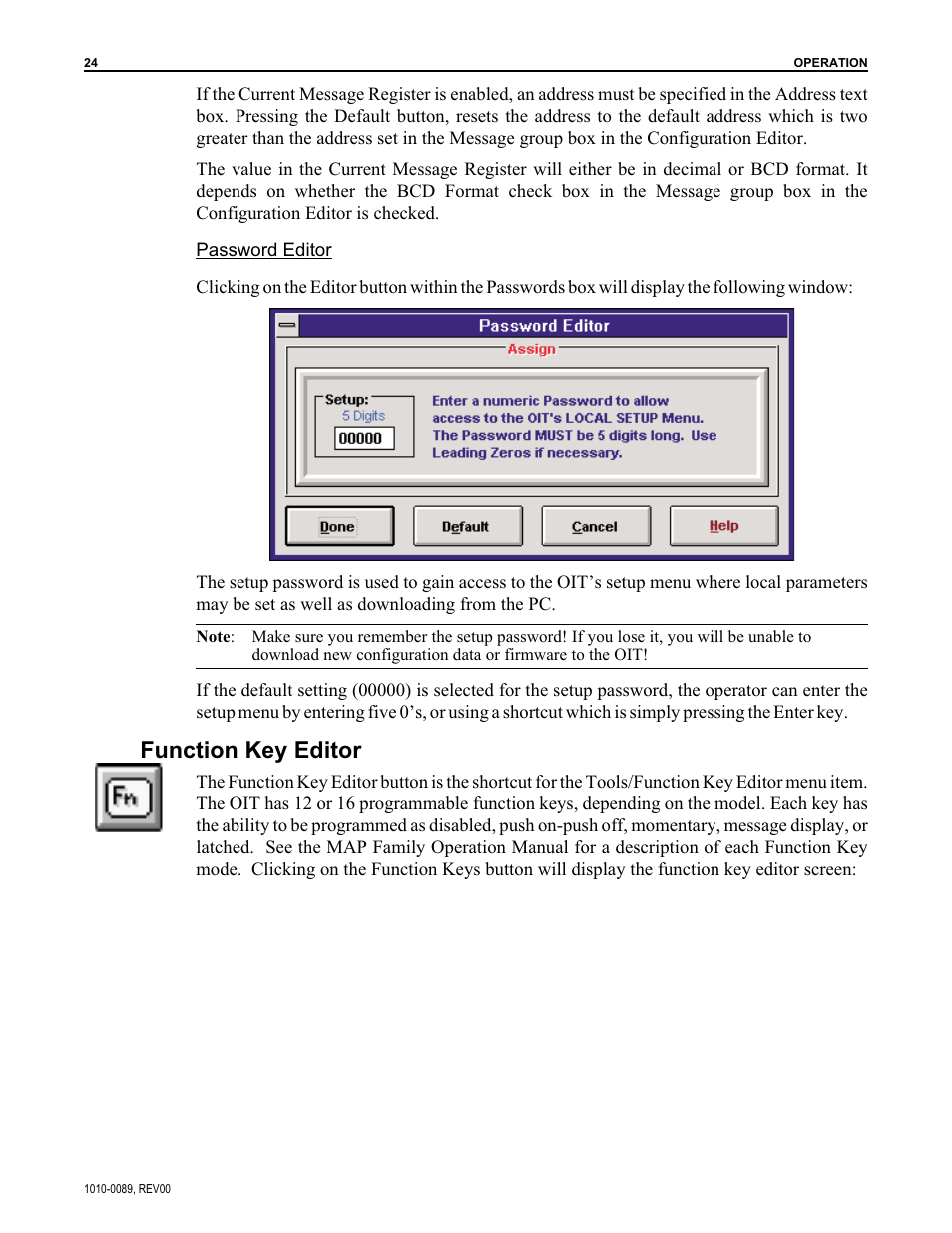 Function key editor | Maple Systems MAPware-100 User Manual | Page 25 / 34