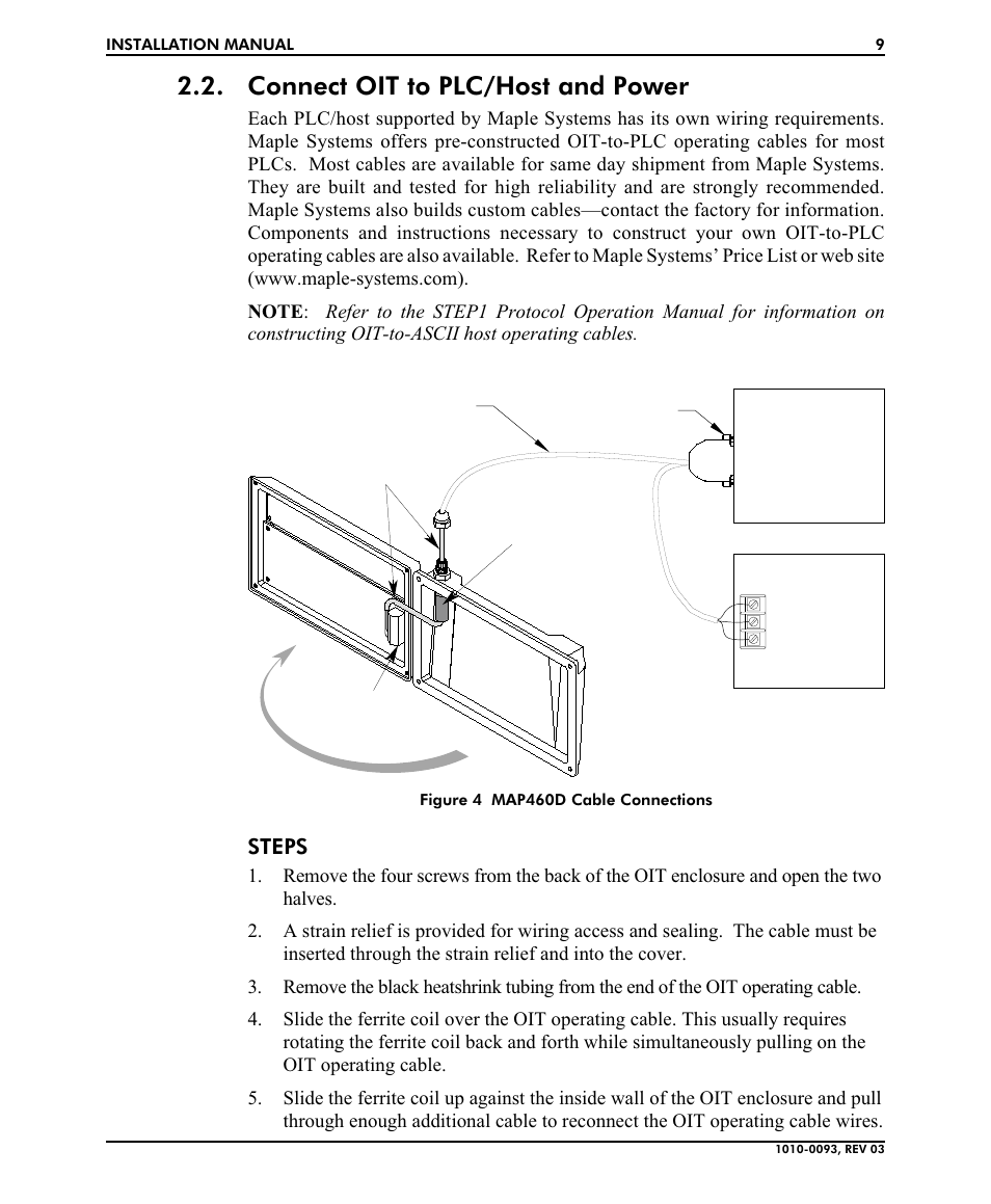 Con nect oit to plc/host and power 9, Connect oit to plc/host and power | Maple Systems MAP460D User Manual | Page 9 / 19