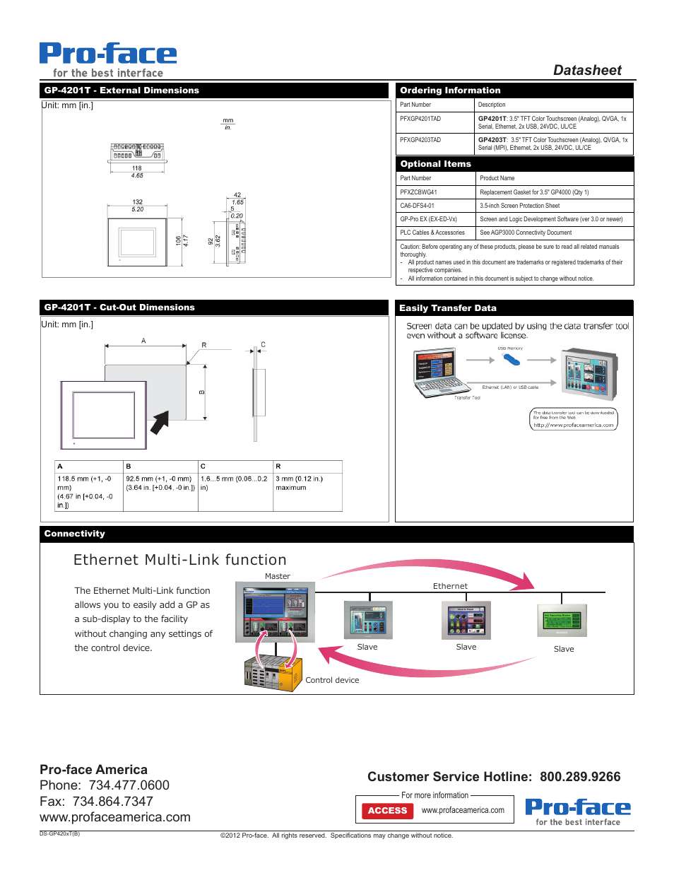 Datasheet, Wkhuqhw0xowl/lqnixqfwlrq | Proface GP4200 - 3.5 Standard HMIs" User Manual | Page 2 / 2