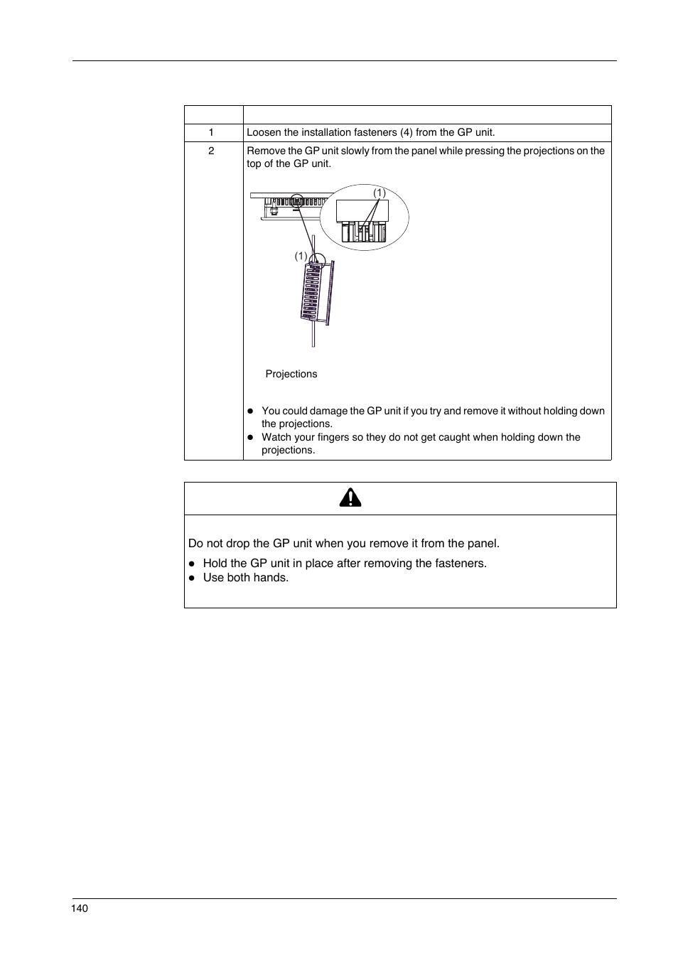 Caution | Proface GP4600R - 12.1 Standard HMIs with Rear Mounting Options" User Manual | Page 140 / 240