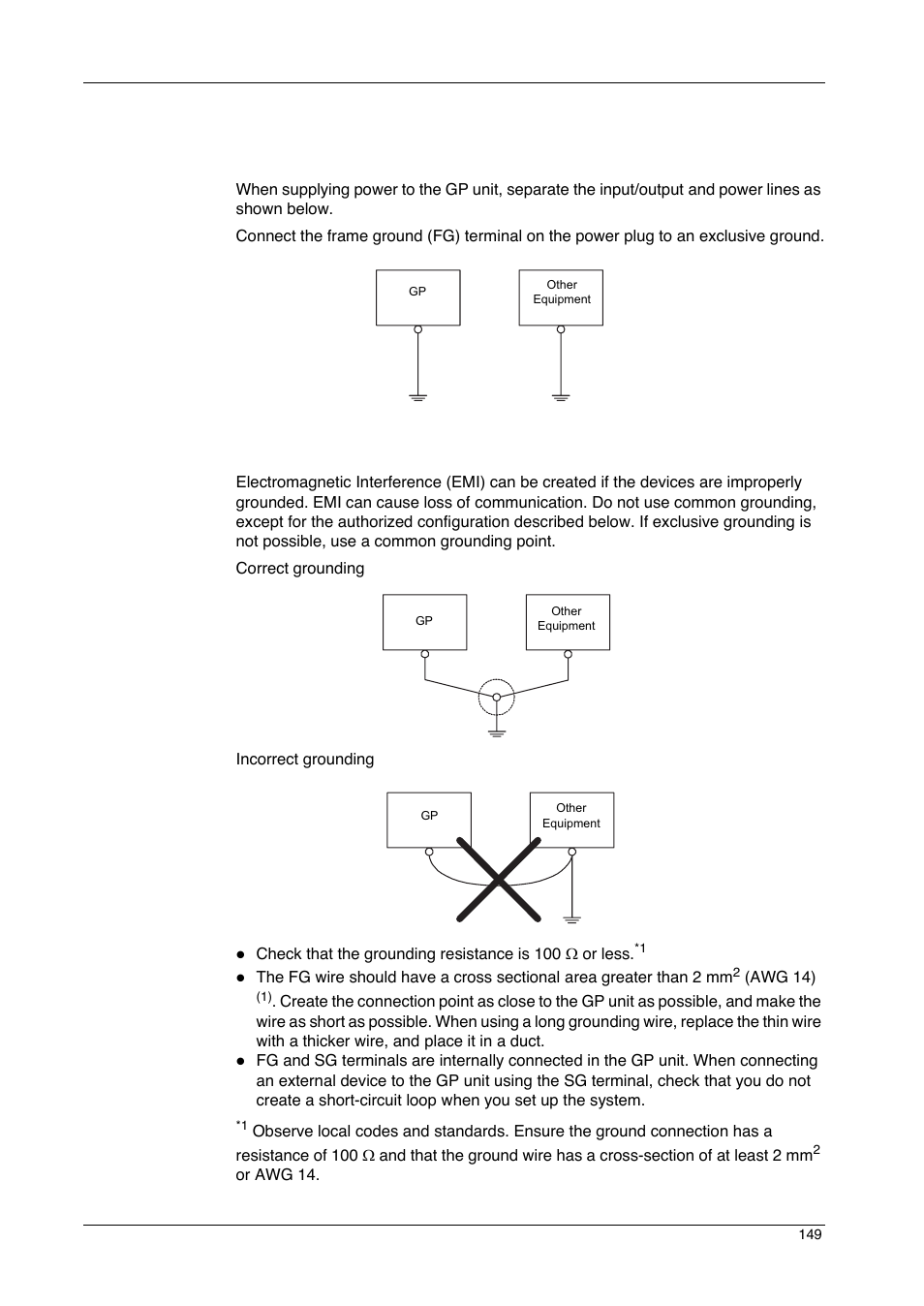 Grounding | Proface GP4600R - 12.1 Standard HMIs with Rear Mounting Options" User Manual | Page 149 / 240