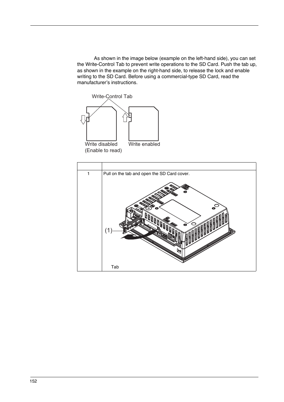 Inserting the sd card | Proface GP4600R - 12.1 Standard HMIs with Rear Mounting Options" User Manual | Page 152 / 240