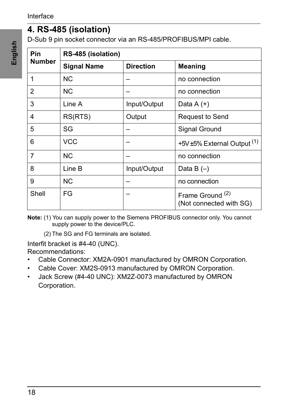Age.18), Rs-485 (isolation) | Proface GP4600R - 12.1 Standard HMIs with Rear Mounting Options" User Manual | Page 17 / 36