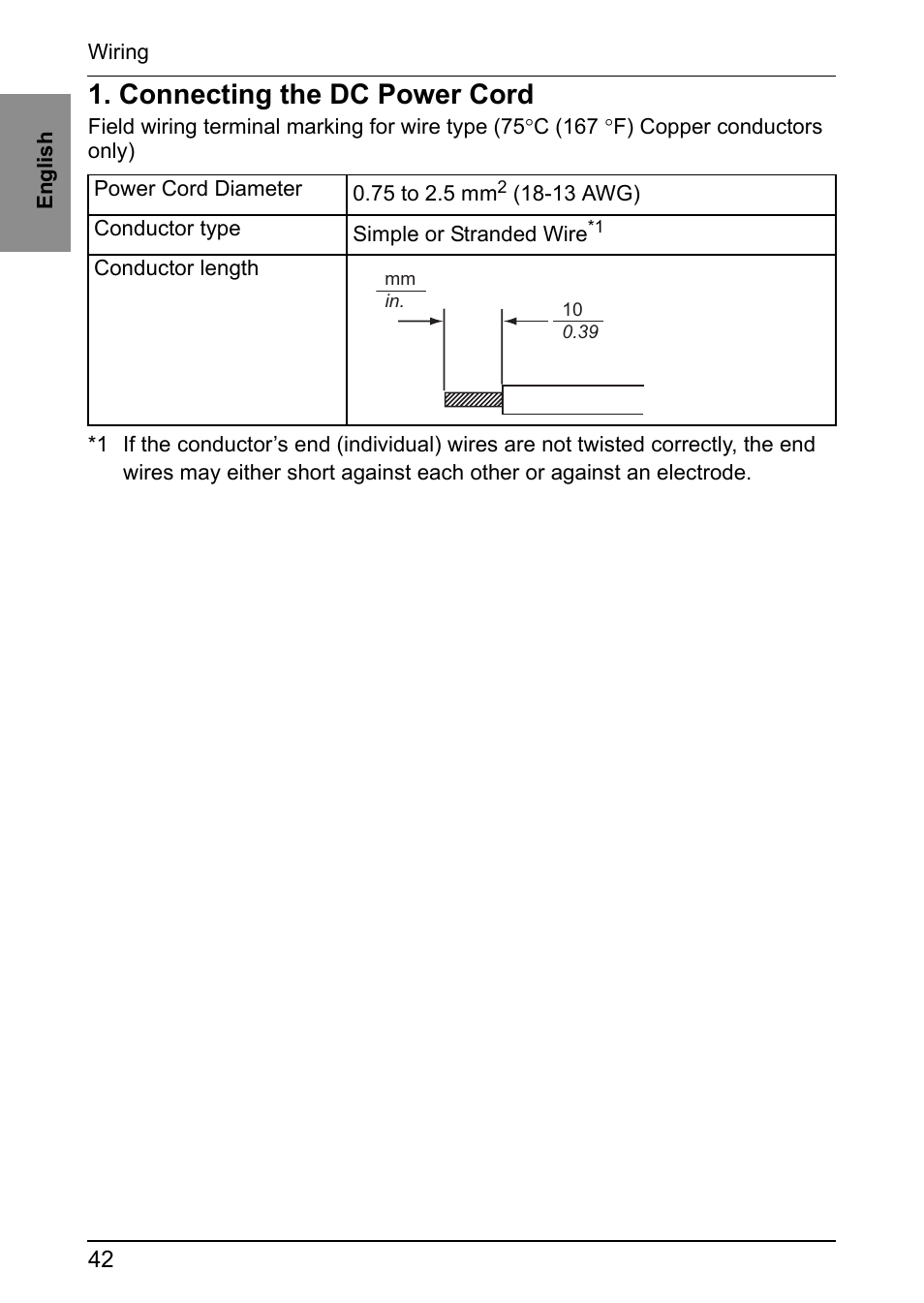 Connecting the dc power cord | Proface GP4600R - 12.1 Standard HMIs with Rear Mounting Options" User Manual | Page 40 / 48