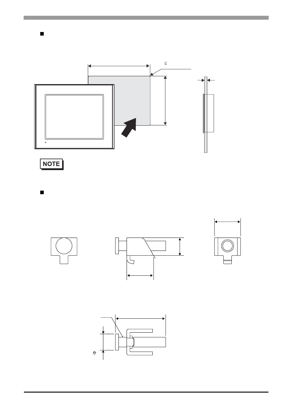 Panel cut dimensions, Installation fasteners | Proface AGP3500 - 10.4 DIO HMI" User Manual | Page 94 / 236