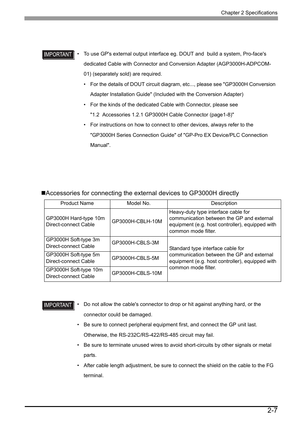 3 connection with peripheral equipment, 3 connection with peripheral equipment -7, Connection with peripheral equipment | 7 2.3 connection with peripheral equipment | Proface AGP3500 - 10.4 DIO HMI" User Manual | Page 36 / 57