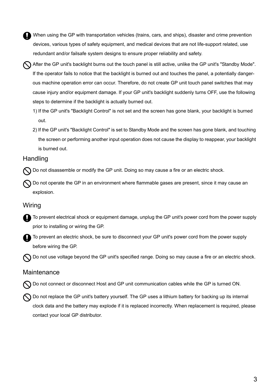 3handling wiring maintenance | Proface AGP3500 - 10.4 DIO HMI" User Manual | Page 4 / 57