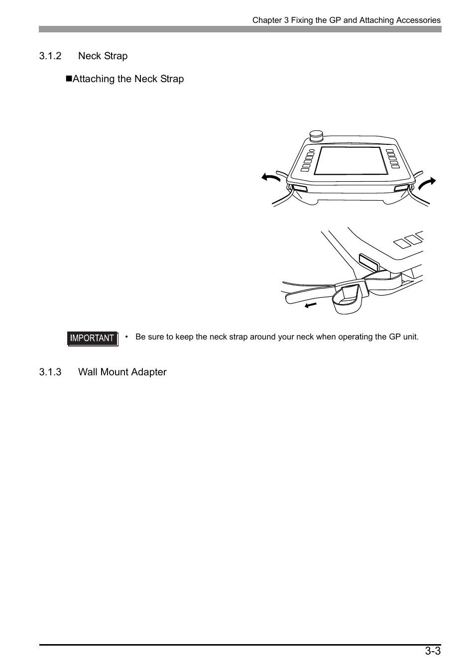 2 neck strap, 3 wall mount adapter, 2 neck strap -3 3.1.3 wall mount adapter -3 | Proface AGP3500 - 10.4 DIO HMI" User Manual | Page 48 / 57