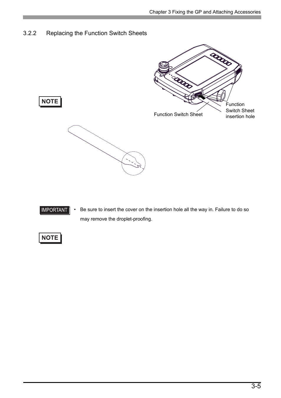 2 replacing the function switch sheets, 2 replacing the function switch sheets -5 | Proface AGP3500 - 10.4 DIO HMI" User Manual | Page 50 / 57