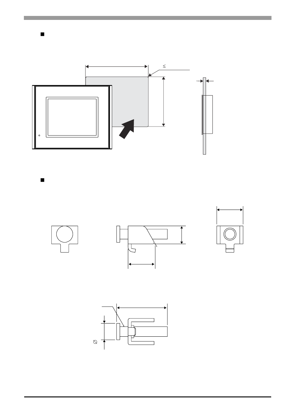 Panel cut dimensions, Installation fasteners | Proface AGP3500 - 10.4 DIO HMI" User Manual | Page 44 / 105