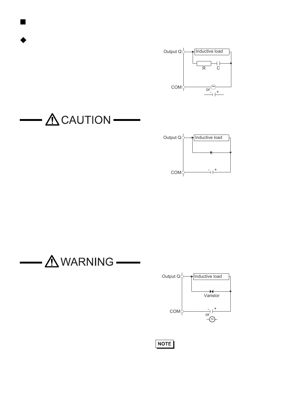 Output circuit damage due to inductive loads, Relay outputs welded closed | Proface AGP3500 - 10.4 DIO HMI" User Manual | Page 3 / 53