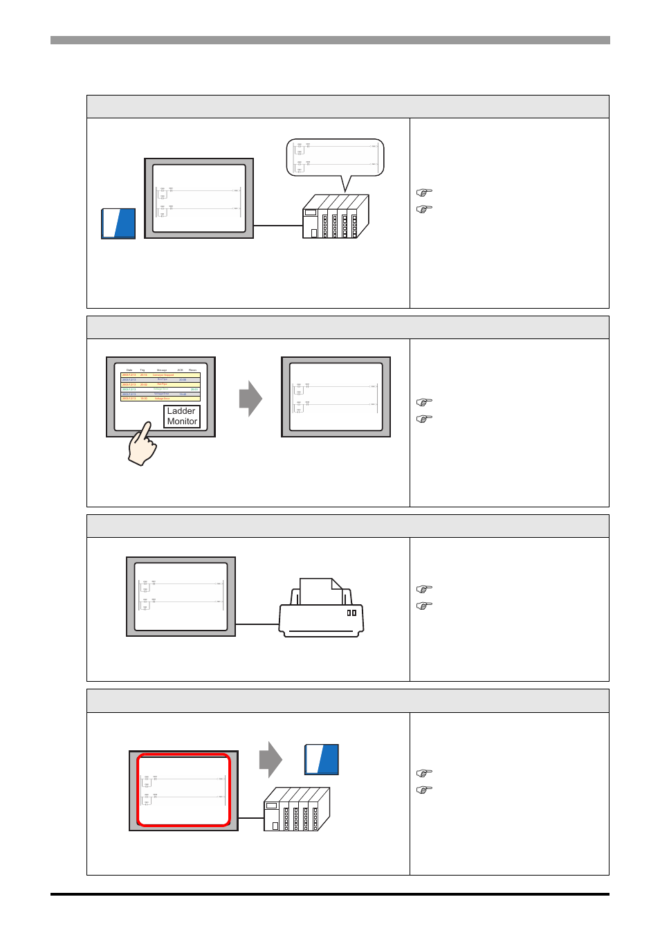 1 settings menu, Settings menu -2, Settings menu plc ladder monitor operation manual | Printing the ladder monitor screen on a display | Proface AGP3500 - 10.4 DIO HMI" User Manual | Page 17 / 43