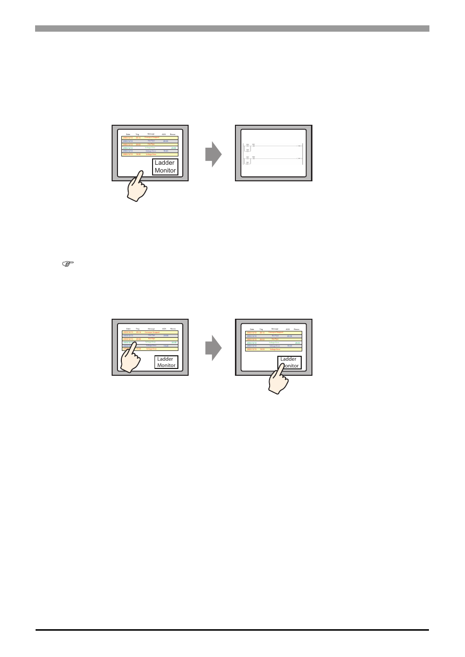 3 displaying ladder programs in alarm history view, 1 details, 2 setup procedure | Details -10, Setup procedure -10, 2 setup procedure 1, Ladder monitor | Proface AGP3500 - 10.4 DIO HMI" User Manual | Page 21 / 39