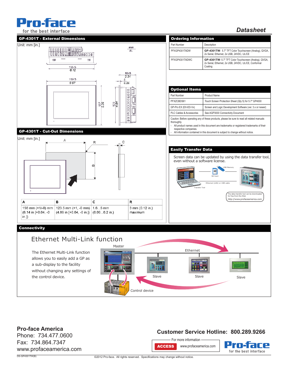 Datasheet, Wkhuqhw0xowl/lqnixqfwlrq | Proface GP4300 - 5.7 W Model HMI" User Manual | Page 2 / 2