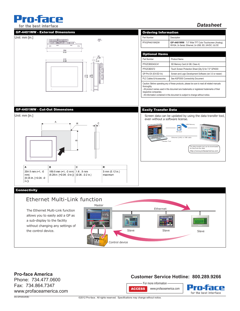 Datasheet, Wkhuqhw0xowl/lqnixqfwlrq | Proface GP4400 - 7.0 W Model HMI" User Manual | Page 2 / 2