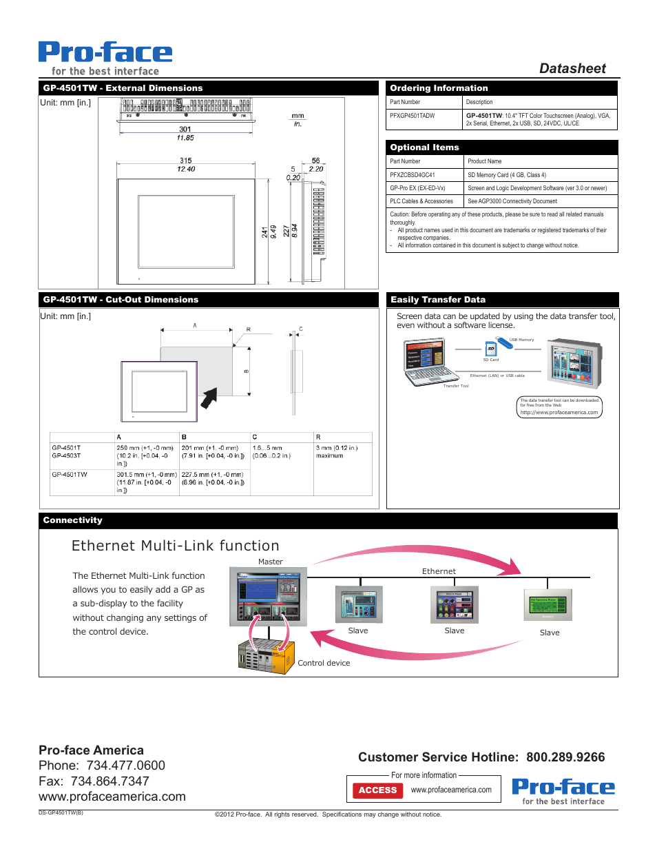 Datasheet, Wkhuqhw0xowl/lqnixqfwlrq | Proface GP4500 - 10.4 W Model HMI" User Manual | Page 2 / 2