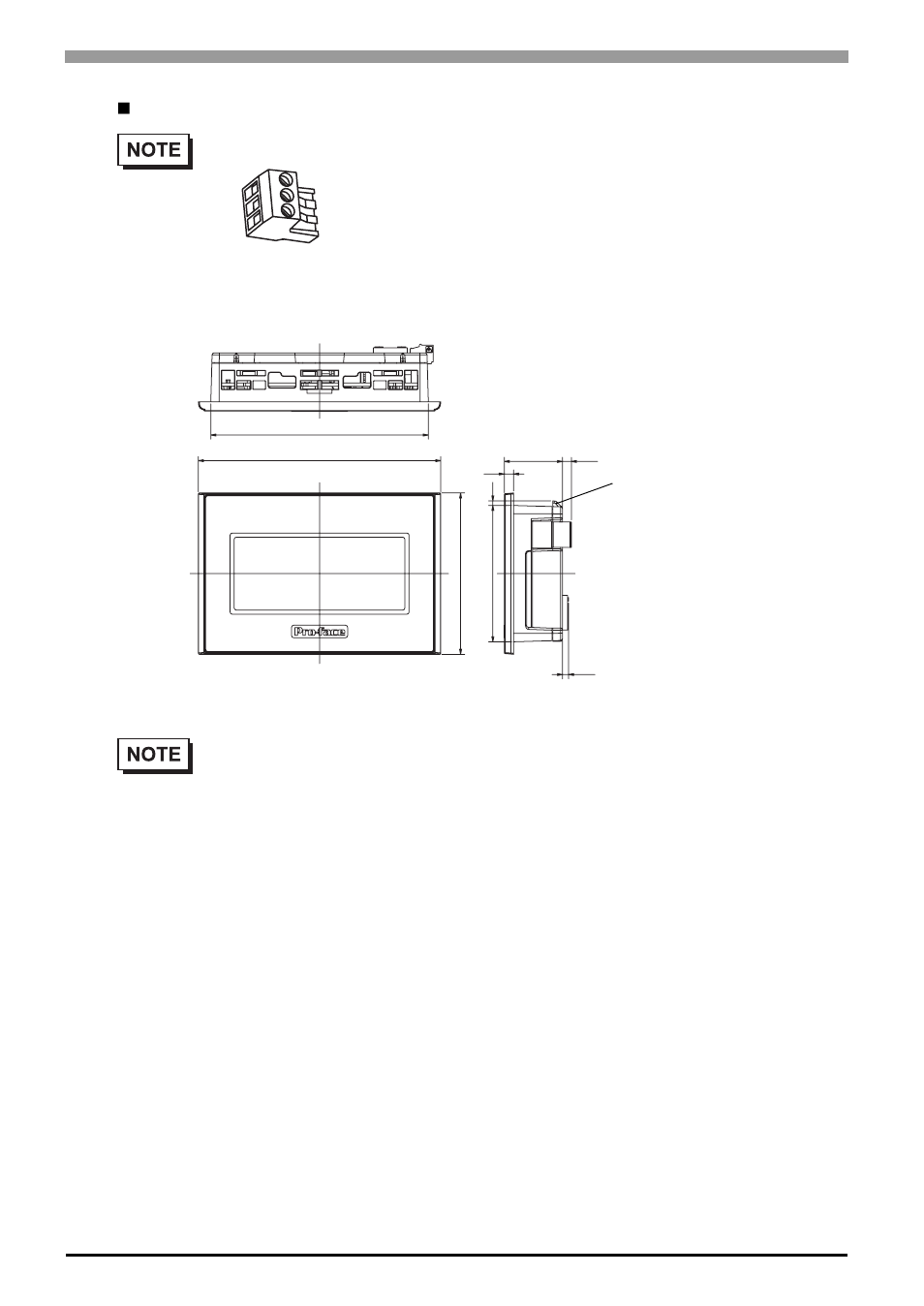 External dimensions (2) | Proface GP4100 - 3.4 Compact HMIs" User Manual | Page 39 / 69