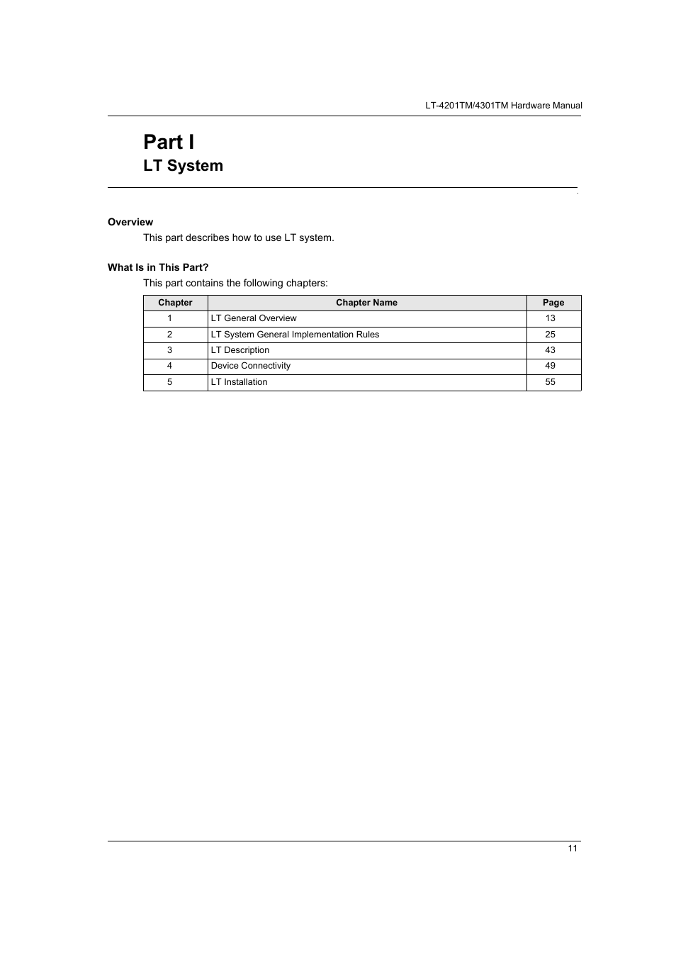 Lt system, Part i | Proface LT4300M - 5.7 Modular HMI + Control" User Manual | Page 11 / 146